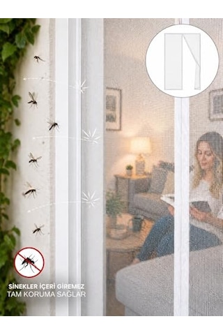 Hazır Mıknatıslı Kapı Sinekliği 60x210 Cm Hediye Cırt Bantlı Sinek Önleyici Kapı Bahçe Pencere Sinek Kovucu S Diğer