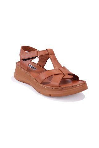 Dagoster Dza07-600015 Taba Günlük Ortopedik Deri Kadın Sandalet Taba