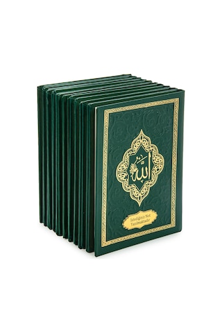 10 Adet İsme Özel Kabartmalı Mevlüt Hediyelik Ciltli Yasin Kitabı - Çanta Boy 128 Sayfa - Yeşil
