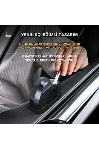 Coofbe Yeni Nesil Kapaklı Araç Cam Kenarı Oto Küllük Araba Küllüğü Koku Önleyici Araç Kül Tablası