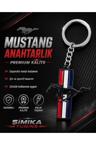 Mustang Metal Anahtarlık Üç Renkli At Logolu Premium Tasarım