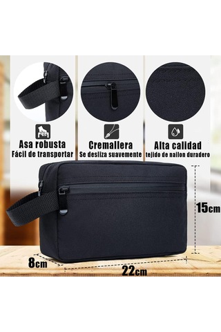 Lemestar Yolculuk Su Geçirmez Nylon Organizer Çanta - Kozmetik, Tıraş Malzemeleri Ve Temizlik Gereçleri İçin 22x8x15 Cm Siyah