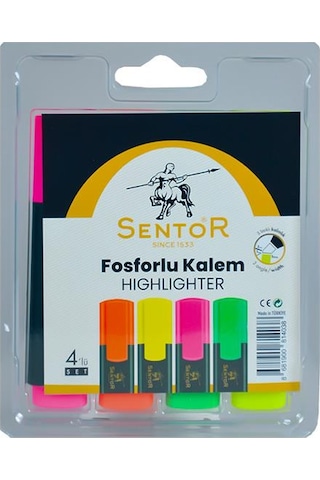 Sentor Fosforlu Kalem 4 Lü Highlighter 900 Çok Renkli