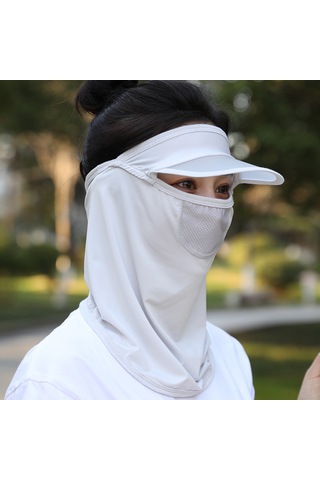Geeroyoo Yaz İçin Esnek Ve Nefes Alabilir Güneş Koruyucu Yüz Maskesi Şapka Kenarlı, 360 Derece Koruma, Yıkama Kolay, Cilt Dostu Gri