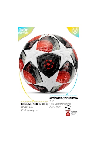 Pro-series Pu Futbol Topu Lazer Kesim Şampiyonlar Beton Halı Saha Resmi Maç Futbol Topu Kırmızı 520 Açık Kahverengi