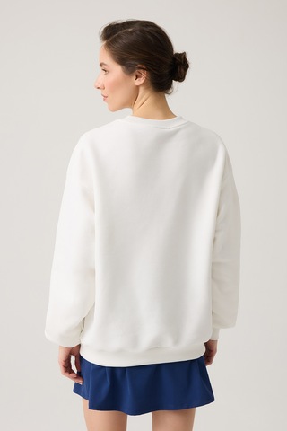 Los Ojos Ekru Geniş Kalıp Bisiklet Yaka Sweatshirt Crew Neck Ekru Ekru