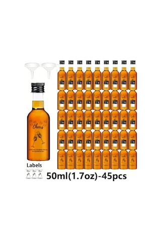 Willowhaven Siyah Kapaklı 45 Adet 50ml Mini Düğün Likör Şişesi Yeniden Kullanılabilir Parti Hediyesi