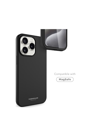 Vonmahlen Apple Uyumlu iPhone 15 Pro Max Magsafe Silikon Kılıf Siyah