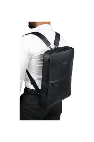 Mft Leather Hakiki Deri Unisex Sırt Çantası - Napoli 4212 Flother Siyah