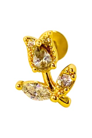 Cerrahi Çelik Taşlı Lale Piercing Altın