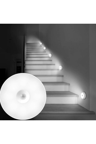 3 Adet Şarjlı Karanlık-Hareket Sensörlü 8 Led Aydınlatma Beyaz