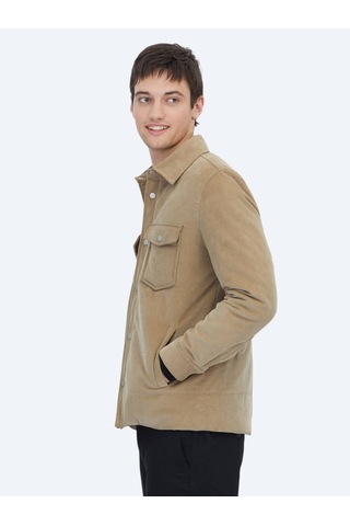 Kip Deve Tüyü Regular Fit Gömlek Yaka Casual Dokuma Mont Deve Tüyü