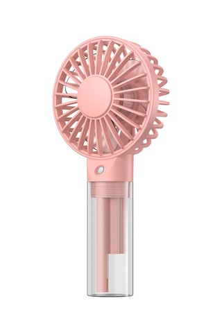 Warmco K31 Su Püskürtmeli Şarjlı El Vantilatörü Taşınabilir Masaüstü Standlı 3 Kademeli Serinletici Mini Soğutucu Fan Pembe