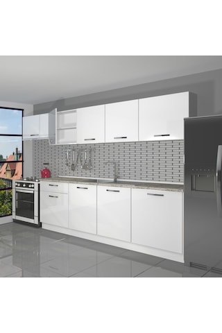 Decoraktiv Smart 280 Mdf Hazır Mutfak Dolabı - Tezgah Dahil - Parlak Beyaz