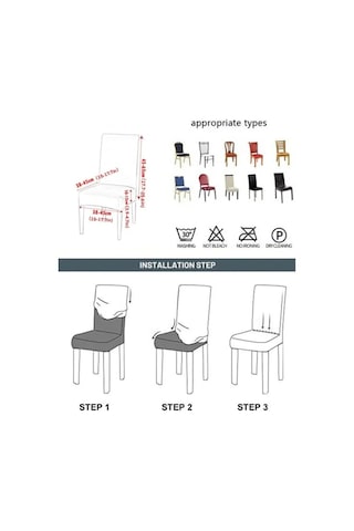 StarMall Brürümcük Etekli Sandalye Kılıfı, Lastikli,esnekli Sandalye Örtüsü 1 Adet Taş