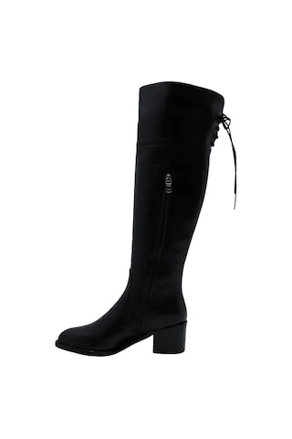 Poletto Hakiki Deri Sıyah Çizme Topuklu 3176 17 Bfl Yk-481 Siyah