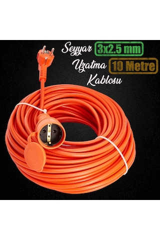 Seyyar Uzatma Kablosu 3x2.5 Mm 10 Metre