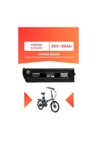 Arora Mılan Uyumlu 36v 20ah Elektrikli Bisiklet Bataryası Siyah