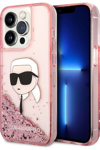 Apple Uyumlu iPhone 14 Pro  Kılıf Sıvılı Simli Karl Head Dizayn Kapak