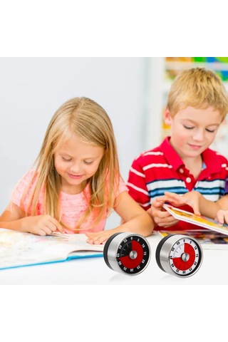 Yuntech01 Stainless Steel Mekanik Geri Sayım Zamanlayıcı - 60 Dakika Magnetlı Alarm, Çocuk Öğrenci Zaman Yönetimi, Mutfak/ofis Kullanıma Uygun, Beyaz Dial Kırmızı Taban Siyah