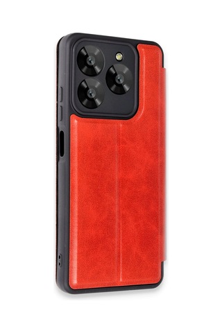 General Mobile Era 50 Kapaklı Kılıf İçi Süet Kaplı Ve Kartlıklı Pu Deri Kapak Ryc/flip Cover Kırmızı