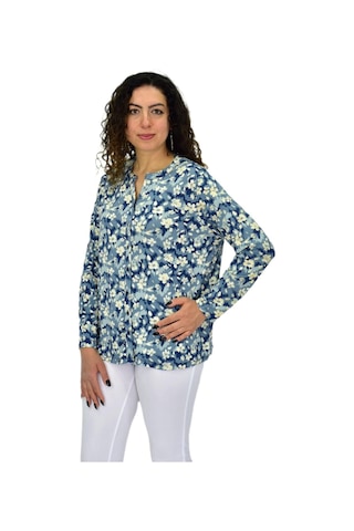 Kadın Uzun Kol Düğmeli Bluz Bgl-st04686 Mavı