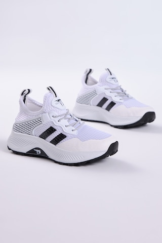 Tonny Black Çocuk Unisex Beyaz Siyah Rahat Kalıp Nefes Alabilen Kumaş Bağcıklı Sneaker TBTMKD015