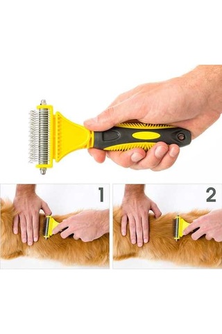 Profesyonel Köpek Fırçası Dematting Nazikçe Verimli Güvenli Pet Tarak Rake Kaldırır Altceç Knot Ahşap Saplı Köpek Köpek Tarak