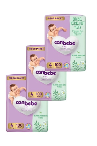 Canbebe Bebek Bezi Mega Paket 4 Beden 7-14kg 100 Lü X 3 Adet