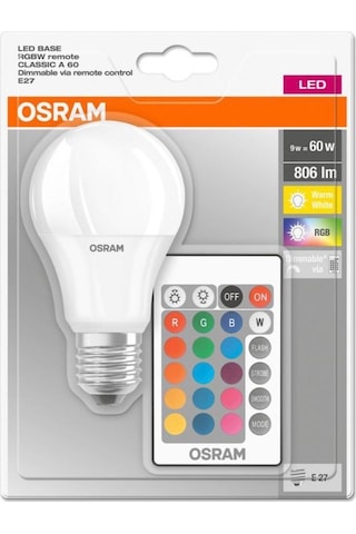 Osram Led Uzaktan Kumandalı Renk Değiştiren 9W 806 Lm E27 Ampul (550366856)