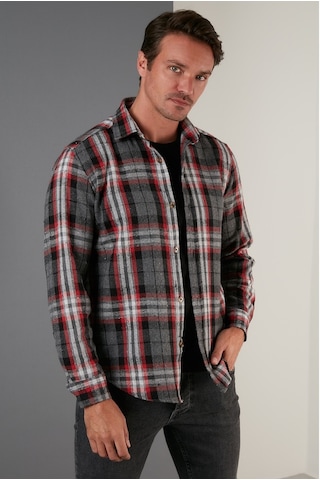 Buratti Ekoseli Uzun Kollu Slim Fit Kışlık Erkek Gömlek Cf21W112844 Gri