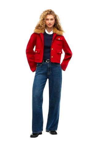 Tommy Hilfiger Df Wool Lady Jacket Wıth Fur Kadın Kırmızı Mont - Ww0ww52914