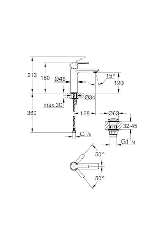 Grohe Lineare S-Boyut Lavabo Bataryası Krom 23106001