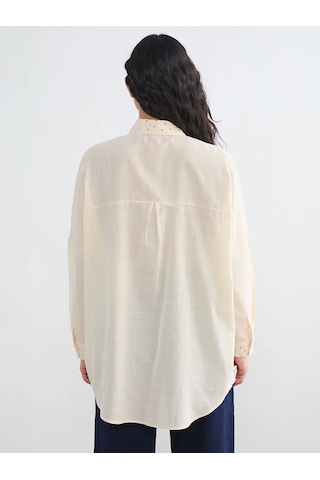 Lc Waikiki Sarı Taşlı Oversize Kadın Gömlek Tunik Sari