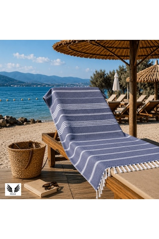 Pega Sultan Peştamal %100 Koton Saks Mavisi Plaj Havlusu 90 x 170 CM