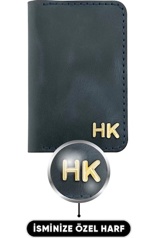 Twingold İsme Özel Dikey Mini Cüzdan - %100 Rainbow Deri - A010005 - Lacivert Lacivert