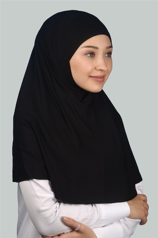 Altobeh İkili Set Pratik Eşarp Hazır Türban ve Hijab Tesettür Bonesi (XL) - Siyah