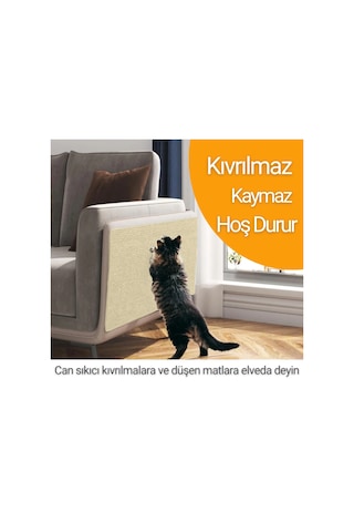 Beylini Tırmalama Halısı Yapışkanlı Mobilya Koruyucu Mat Krem Renk