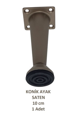 Adilon Konik Ayak, Saten, 10 Cm, 1 Adet Dolap, Mobilya, Puf Ayağı Vidaları Hediye Saten