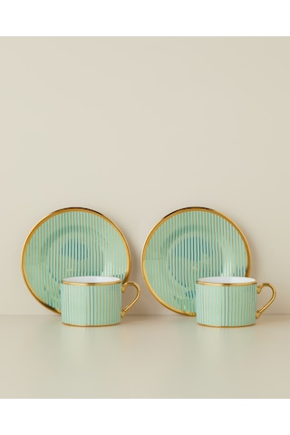 Livora New Bone China 4 Parça 2 Kişilik Çay Fincanı Takımı 220 Ml Yeşil