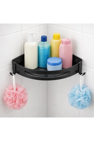 Fause Banyo Köşe Rafı 304 Paslanmaz Çelik 23x23 Cm Siyah Kbk100-b Mat Siyah