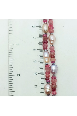 2846 Yakut Spinel Hematit El Yapımı Çelik Aparatlı Kolye 046 - Pembe