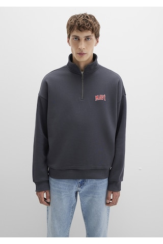 Mavi - Mavi Logo Baskılı Yarı Fermuarlı Antrasit Sweatshirt 0s10208-80106 Antrasit