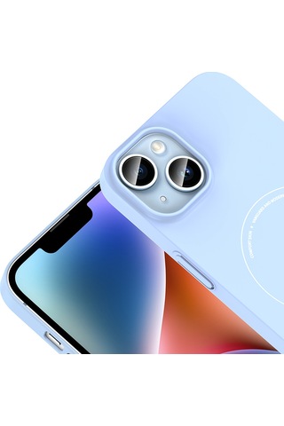 Maks Technology iPhone Uyumlu 14 Kılıf M-safe Şarj Özellikli Kamera Korumalı Mkst Elio Sert Pc Kapak - Açık Mavi