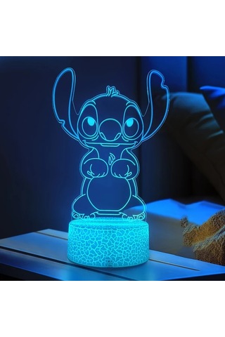 Honeybeeshop 1 Adet Dikiş Çizgi Film Karakterli Akrilik Sevimli Renk Değiştiren Gece Lambası Usb Veya Pil İle Çalışır Yatak Odası Led Masa Lambası Ahşap