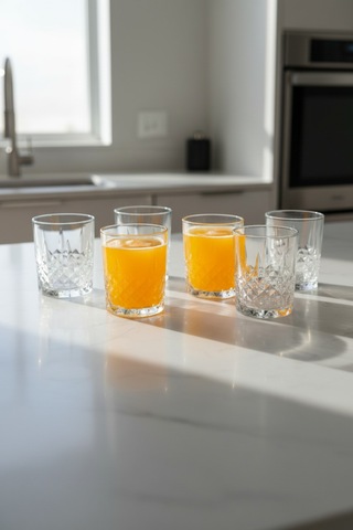 6 Kişilik Elmas Kesim Cam Su Ve Meşrubat Bardak Takımı 340 Ml Beyaz