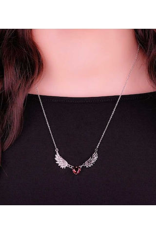 Dükkan Design Kırmızı Taşlı Lucifer Kolye Çok renkli