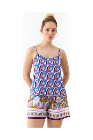 Amarelle Liberty Mor Desenli İnce Askılı, Şortlu Pijama Takımı