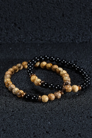 Ssilhoutte Doğaltaş Sertifikalı Çift Doğal Taş Kadın Erkek Bileklik Kombin Onix Taşı Jasper Hematit Hediye Bileklik Çok Renkli