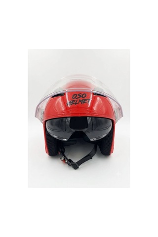 Oso Helmet Yarım Kask Gözlüklü Kırmızı - M Beden Kırmızı